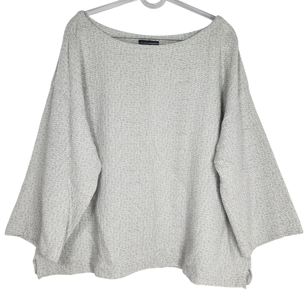 Eileen Fisher Textured Tencel Knit Top Minimalist Quiet Luxury Flowy Women Large